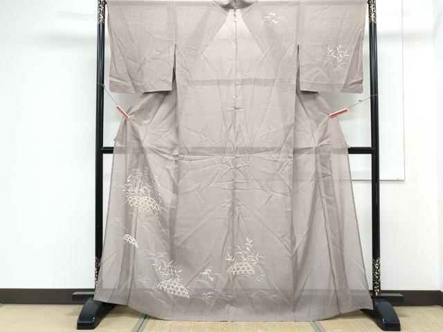 平和屋着物*夏物 訪問着 紗紬 籬花文 銀彩 正絹 逸品 CABK9598th