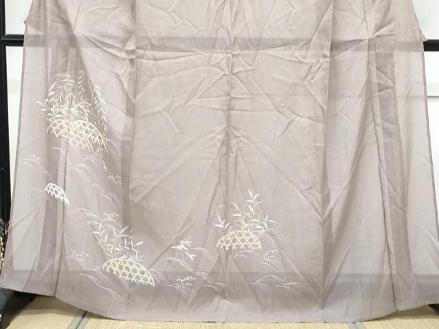 平和屋着物*夏物 訪問着 紗紬 籬花文 銀彩 正絹 逸品 CABK9598th