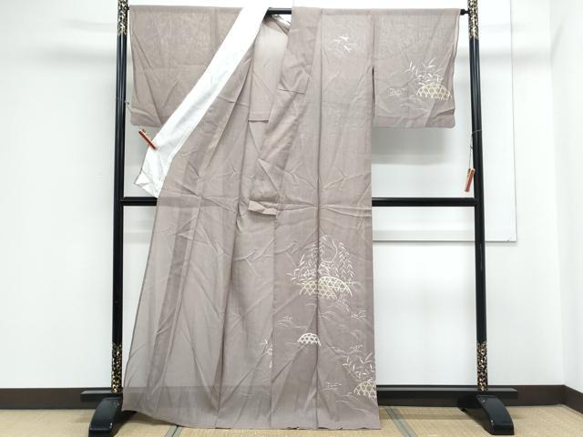平和屋着物*夏物 訪問着 紗紬 籬花文 銀彩 正絹 逸品 CABK9598th