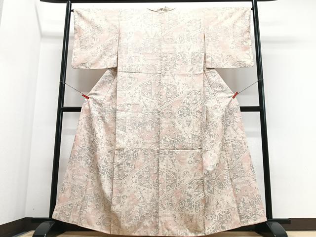 平和屋着物■上質な紬 花唐草文正絹 逸品 CABK9605xe