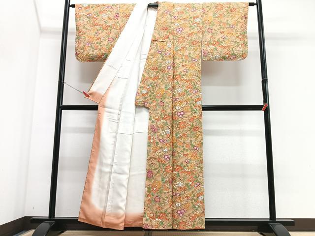 平和屋着物■上質な小紋 枝花文 暈し染め 正絹 逸品 CABK9609xe