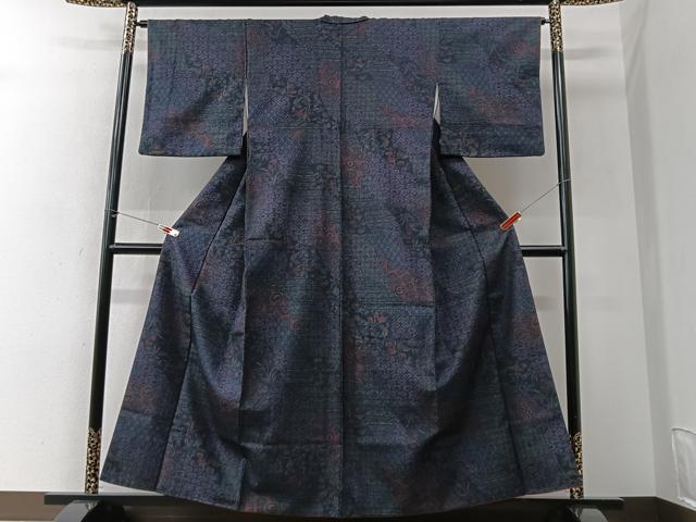 平和屋着物■上質な紬 更紗花文 正絹 逸品 CABK9613xe