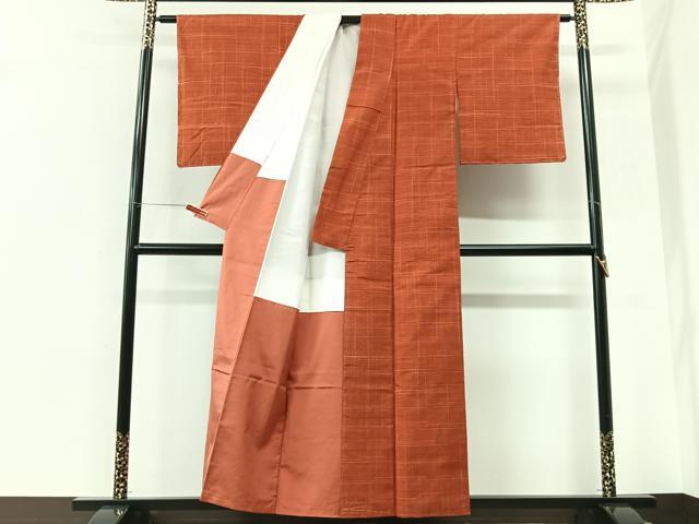 平和屋着物■上質な紬 井桁絣 正絹 逸品 CABK9615xe
