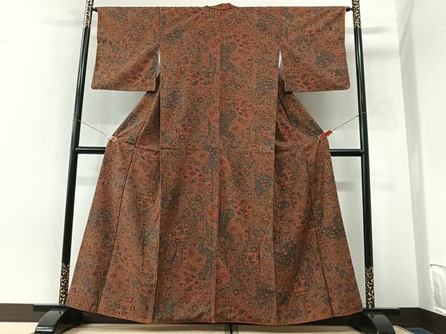 平和屋着物■上質な紬 花唐草文 正絹 逸品 CABK9624xe