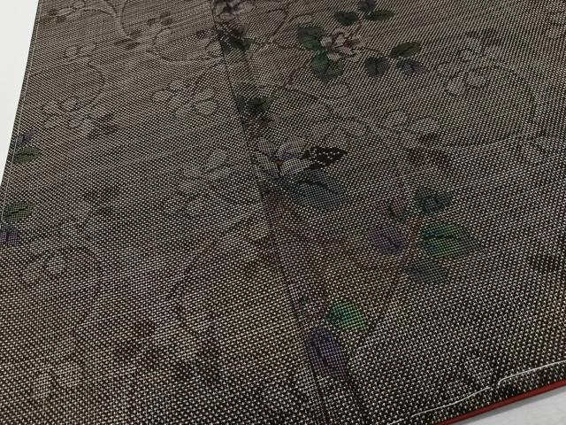 平和屋着物■本場大島紬 9マルキ 泥染め 花唐草文 純絹手織物謹製 証紙付き 正絹 逸品 未使用 CABK9651xe
