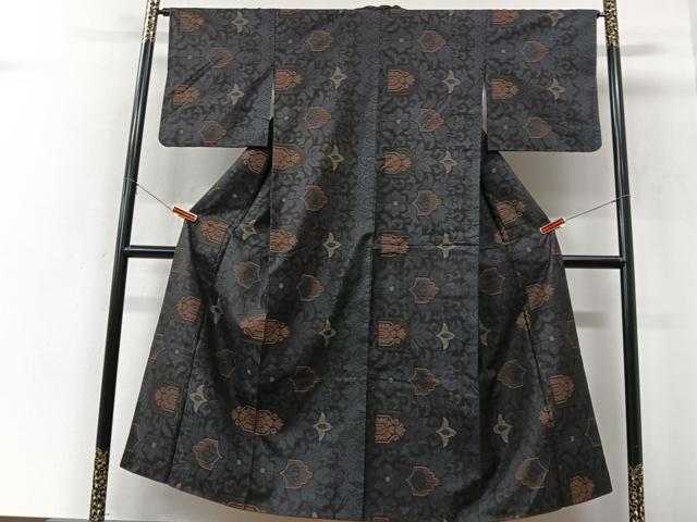 平和屋着物■上質な紬 草花文 正絹 逸品 CABK9657xe