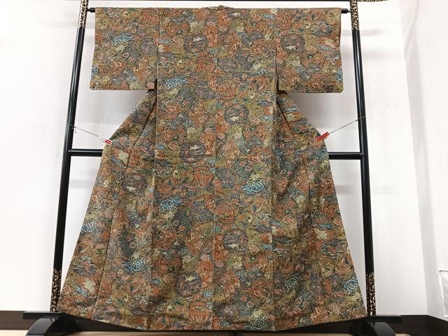 平和屋着物■上質な小紋 陶器立波花鳥文 正絹 逸品 CABK9671xe
