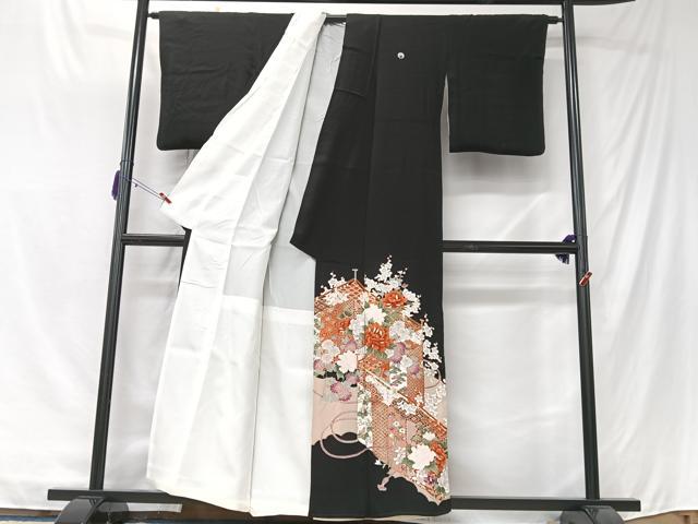 平和屋着物■豪華黒留袖 吉祥花文 金銀彩 正絹 逸品 CABK9683xe