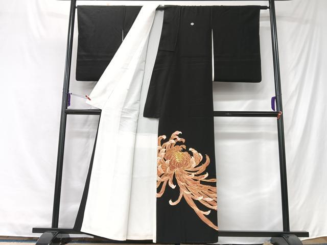 平和屋着物■豪華黒留袖 駒刺繍 乱菊 金彩 正絹 逸品 CABK9685xe