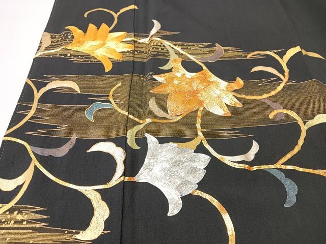 平和屋着物■豪華黒留袖 作家物 駒刺繍 花唐草文 金銀彩 正絹 逸品 CABK9686xe