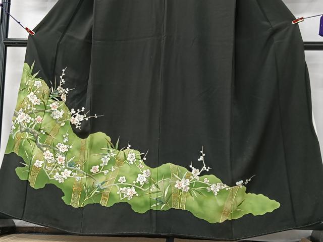平和屋着物■豪華黒留袖 刺繍 笹竹梅文 金彩 正絹 逸品 CABK9687xe