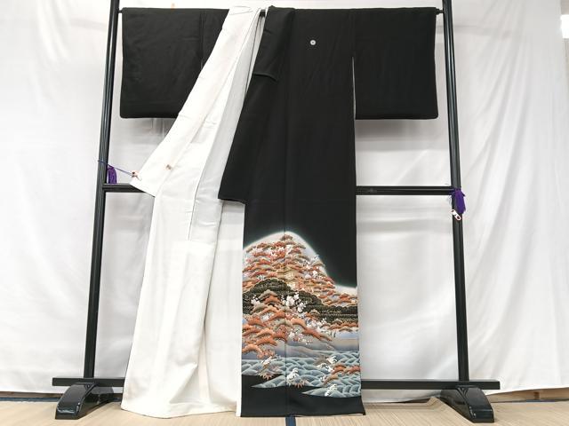 平和屋着物■豪華黒留袖 作家物 駒刺繍 風景松文 暈し染め 金彩 まるやま扱い 正絹 逸品 CABK9695xe