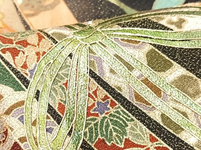 平和屋着物■豪華黒留袖 作家物 短冊飛鶴花文 暈し染め 金彩 正絹 逸品 CABK9706xe