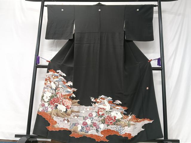平和屋着物■豪華黒留袖 作家物 飛鶴花文 金彩 正絹 逸品 CABK9715xe