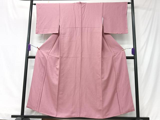 平和屋着物■上質な色無地 霞地紋 退紅色 正絹 逸品 未使用 CABK9721xe