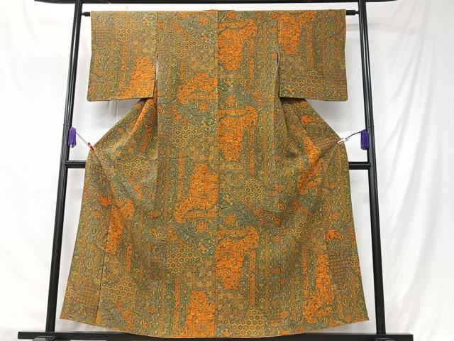 平和屋着物■上質な小紋 更紗花文 正絹 逸品 CABK9727xe