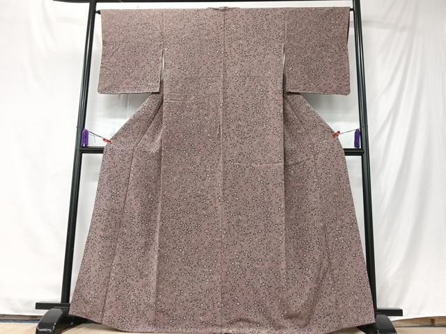 平和屋着物■上質な小紋 草花文 鬼しぼ縮緬 正絹 逸品 CABK9743xe