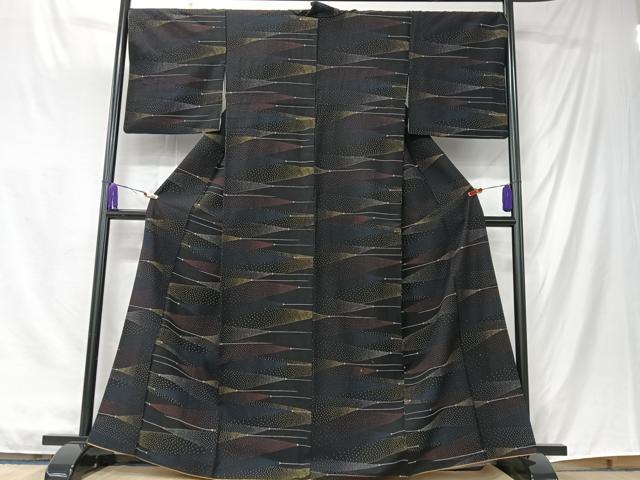 平和屋着物■上質な紬 幾何学文様 正絹 逸品 CABK9747xe