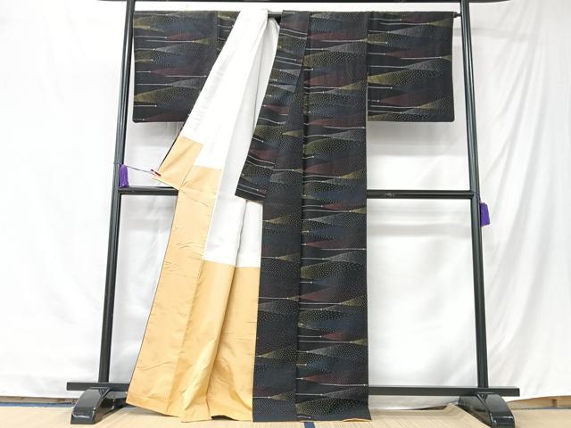 平和屋着物■上質な紬 幾何学文様 正絹 逸品 CABK9747xe
