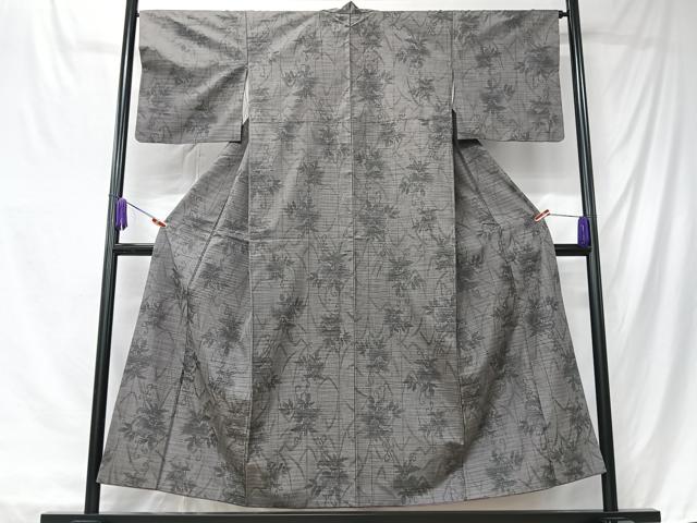 平和屋着物■上質な紬 草花文 正絹 逸品 CABK9759xe