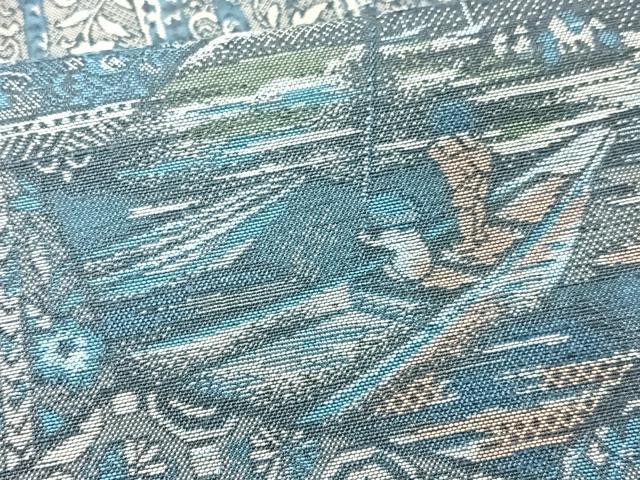 平和屋着物■上質なお召 切嵌更紗花文 正絹 逸品 CABK9763xe