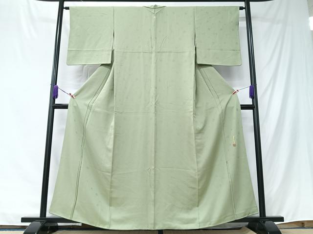 平和屋着物■本草木染作家 圓啓 色無地 七宝花地紋 苗色 正絹 逸品 CABK9787xe