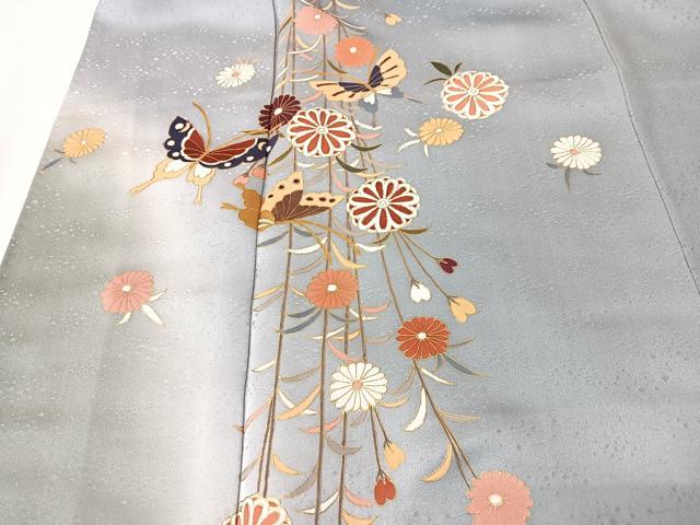 平和屋着物■訪問着 枝垂れ花蝶文 暈し染め 金彩 正絹 逸品 CABK9803xe