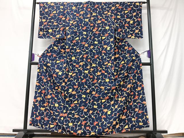平和屋着物■上質な小紋 花唐草文 正絹 逸品 未使用 CABK9808xe