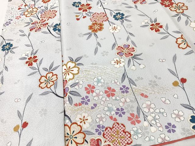 平和屋着物■上質な小紋 枝垂れ花文 金彩 正絹 逸品 未使用 CABK9815xe