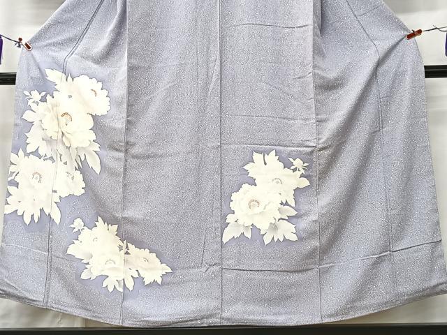 平和屋着物■訪問着 手描き 舞花文 たたき染め 銀彩 正絹 逸品 未使用 CABK9818xe