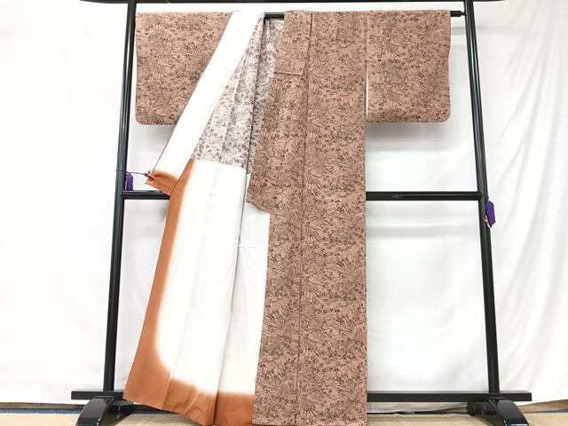 平和屋着物■上質な小紋 草花文 鬼しぼ縮緬 胴抜き仕立て 正絹 逸品 CABK9820xe