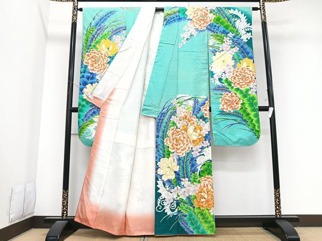 平和屋着物■豪華振袖 駒刺繍 草花文 金彩 正絹 逸品 CABK9827xe