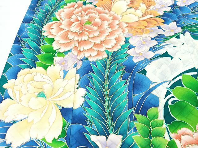 平和屋着物■豪華振袖 駒刺繍 草花文 金彩 正絹 逸品 CABK9827xe