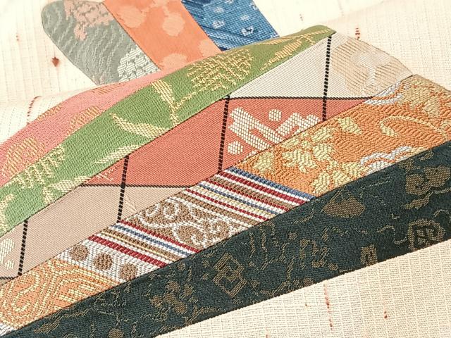 平和屋着物■上質な紬 切嵌 扇文 正絹 逸品 CABK9831xe