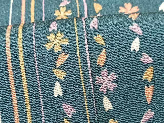 平和屋着物■上質な小紋 花間道 鬼しぼ縮緬 正絹 逸品 CABK9839xe
