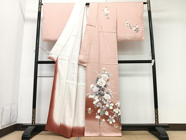 平和屋着物■訪問着 草花文 暈し染め 正絹 逸品 CABK9840xe