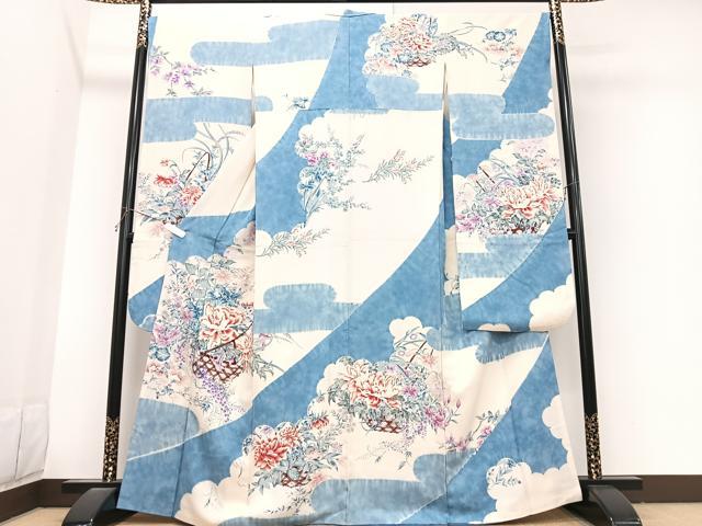 平和屋着物■豪華振袖 花籠文 銀彩 正絹 逸品 CABK9842xe