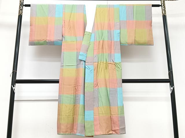 平和屋着物■長襦袢 無双仕立て 変わり格子 正絹 逸品 CABK9846xe