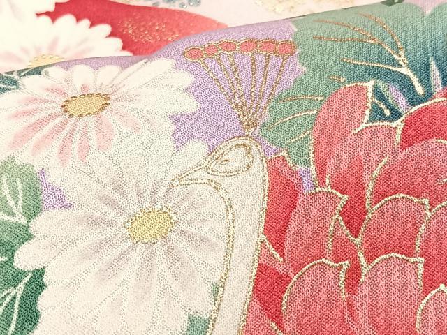 平和屋着物■豪華振袖 刺繍 御所車孔雀花文 暈し染め 金彩 正絹 逸品 CABK9849xe