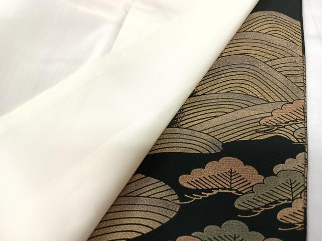 平和屋着物■豪華黒留袖 作家物 金彩琳派 飛鶴立波松文 正絹 逸品 CABK9867xe