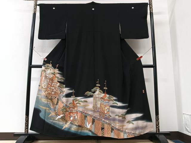 平和屋着物■豪華黒留袖 駒刺繍 衣の年輪 暈し染め 金彩 正絹 逸品 CABK9868xe