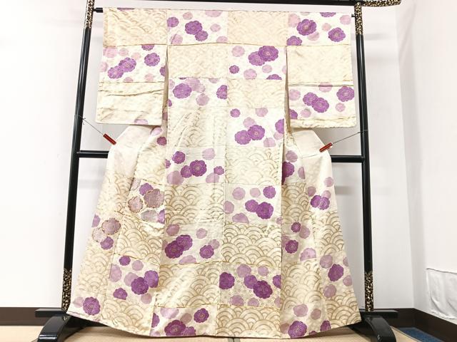 平和屋着物■訪問着 駒刺繍 青海波花文 金彩 正絹 逸品 CABK9878xe