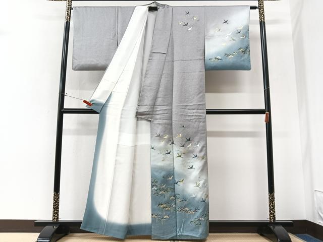 平和屋着物■訪問着 螺鈿 飛鳥松文 暈し染め 金彩 正絹 逸品 CABK9882xe
