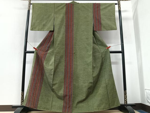 平和屋着物■訪問着 紬地 縞 正絹 逸品 CABK9883xe