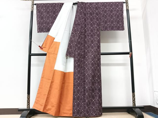 平和屋着物■上質な紬 幾何学文様 正絹 逸品 未使用 CABK9886xe