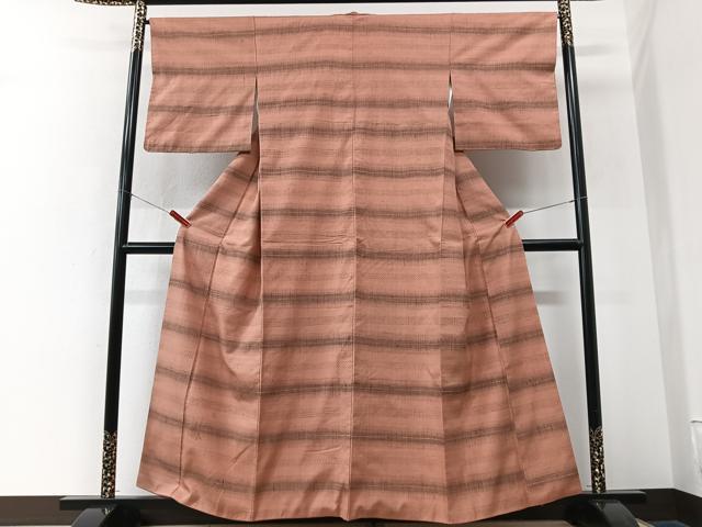平和屋着物■上質な紬 横段文 正絹 逸品 CABK9889xe