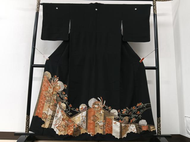 平和屋着物■豪華黒留袖 駒刺繍 雪輪花鳥文 金彩 正絹 逸品 CABK9894xe