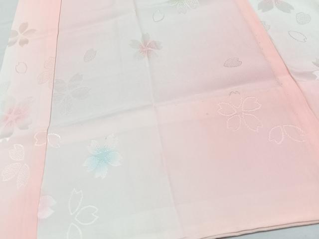 平和屋着物■長襦袢 無双仕立て 舞桜地紋 虹暈し染め 正絹 逸品 CABK9902xe