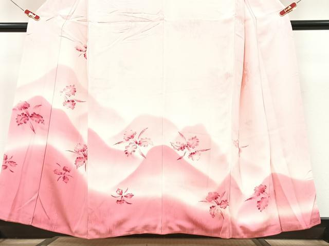 平和屋着物■訪問着 地紋起こし 遠山草花文 暈し染め 正絹 逸品 CABK9911xe