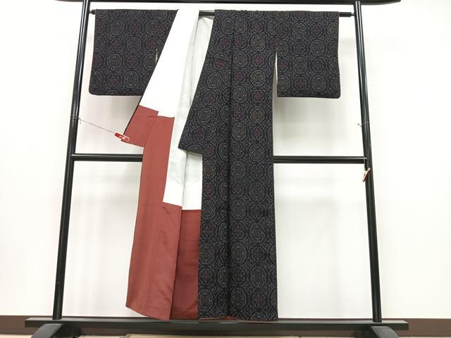 平和屋着物■上質な紬 花丸文 正絹 逸品 CABK9913xe